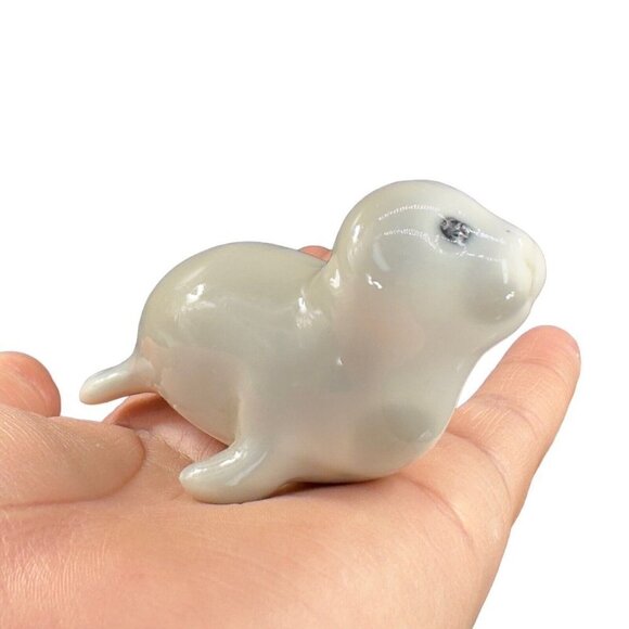 OMC Otagiri Grey Porcelain Ceramic Baby Seal Figurine Japan Vintage W Sticker 2 - Picture 9 of 11